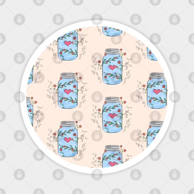 Floral Mason Jar Pattern Magnet by Lizzamour